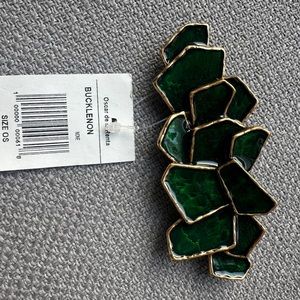 Oscar de la Renta Green Geometric Brooch
